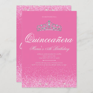 Pretty Pink Glitter, Quinceanera Invitations