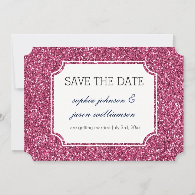 Pretty Pink Glitter save the date (Front)