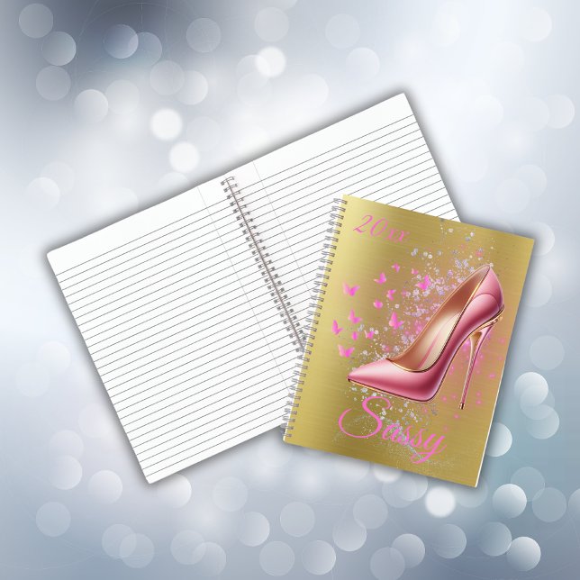 Pretty Pink Glittery High Heel Shoe on gold | Notebook (Creator Uploaded)