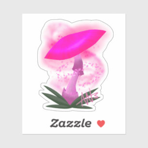 Pretty Pink Glowing Mushroom Custom-Cut