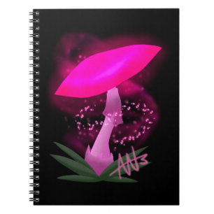Pretty Pink Glowing Mushroom Notebook
