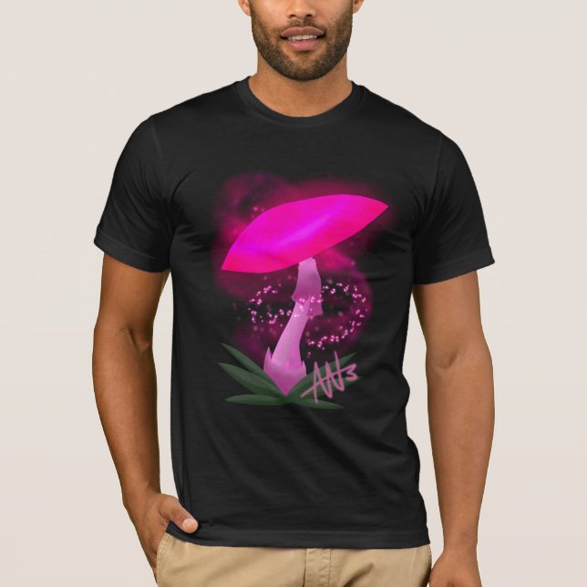Pretty Pink Glowing Mushroom T-Shirt (Front)