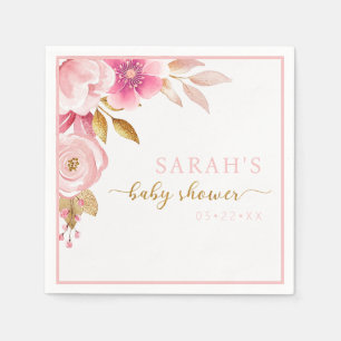 Pretty Pink Gold Baby Shower Napkins