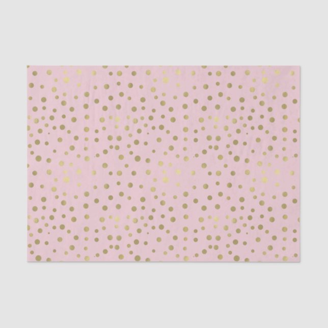 Pretty Pink Gold Confetti Dots Tissue Paper (Front)