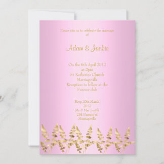 Pretty pink gold leaf ELEGANT CLASSY WEDDING Invitation
