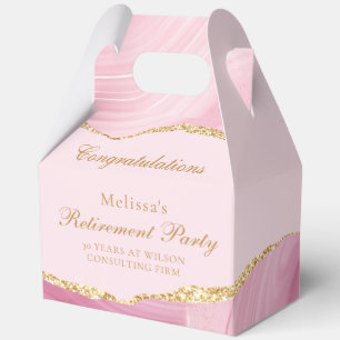 Pretty Pink Gold Retirement Party Customised Favour Box
