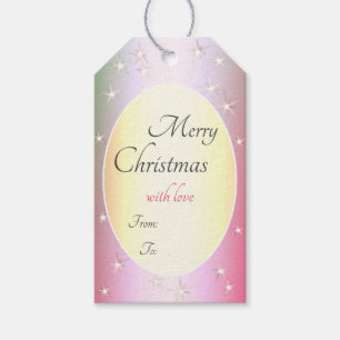 Pretty Pink Gradient Gold Effect Personalised Xmas Gift Tags