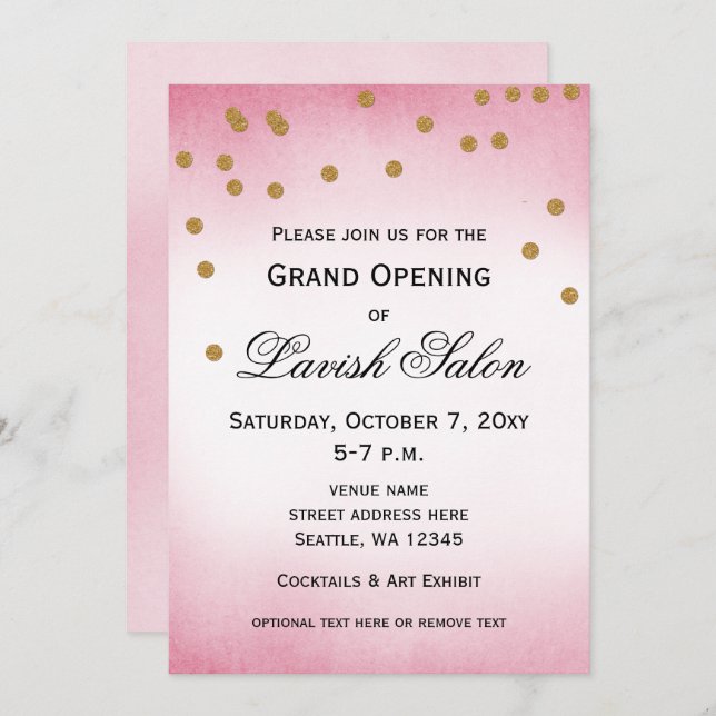 Pretty Pink Grand Opening Party Invitation (Front/Back)