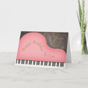 Pretty Pink Grand Piano Custom Large Card