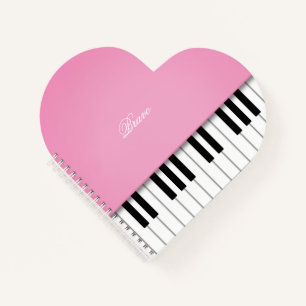 Pretty Pink Grand Piano Music Keyboard Custom Notebook