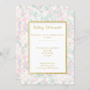 PRETTY PINK GREEN GOLD MERMAID baby shower Invitation