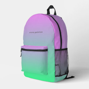 Pretty Pink Green Gradient Monogram Printed Backpack