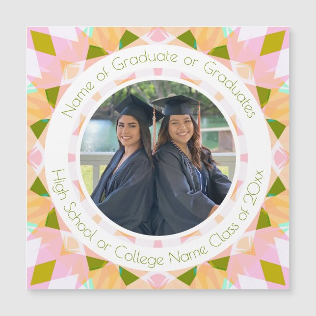 Pretty Pink Green Graduation Keepsake Photo Gift (Front)