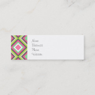 Pretty Pink Green Grey Diamonds Square Pattern Mini Business Card