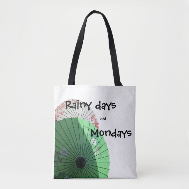 Pretty Pink Green Pastel Parasol with quote Tote Bag (Front)
