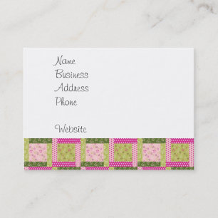 Pretty Pink Green Patchwork Squares Quilt Pattern Business Card
