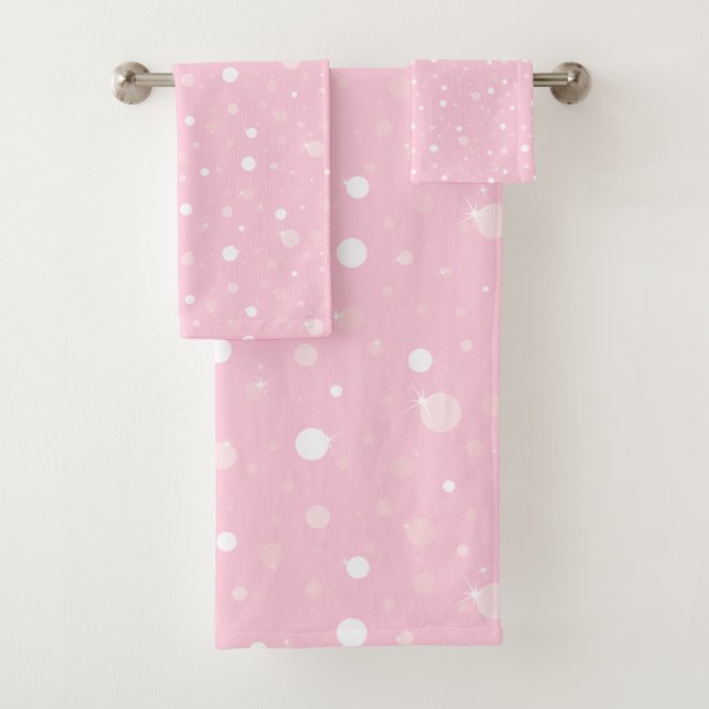 PRETTY PINK GREY SPLATTER CUSTOM TOWEL SET (Insitu)