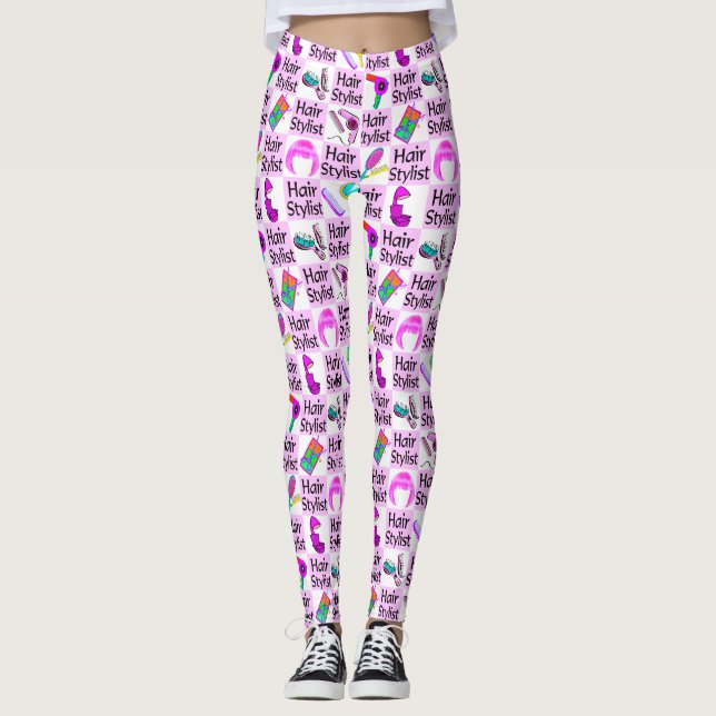 PRETTY PINK HAIR STYLIST LEGGINGS (Front)