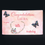 Pretty Pink Happy 18th Birthday Banner<br><div class="desc">Pretty pink floral Happy 18th Birthday Banner.</div>