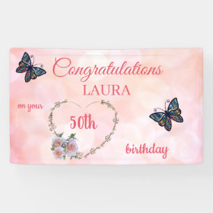 Pretty Pink Happy 50th Birthday Banner