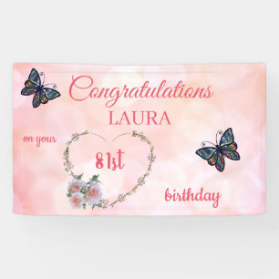 Pretty Pink Happy 81st Birthday Banner