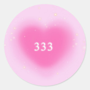 Pretty Pink Heart Aesthetic Angel Number 333  Classic Round Sticker
