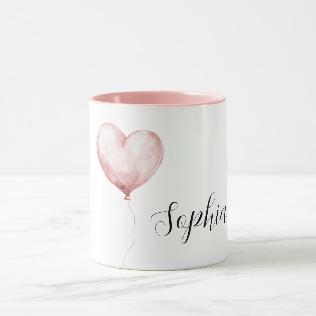 Pretty Pink Heart Balloon Mug (Center)