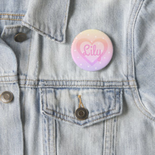 Pretty Pink Heart Customisable Badge