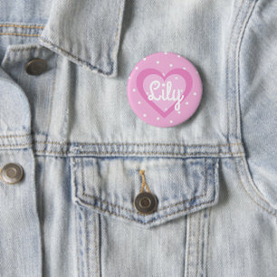 Pretty Pink Heart Customisable Badge