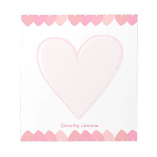 Pretty Pink Heart Feminine Valentine's Day Notepad