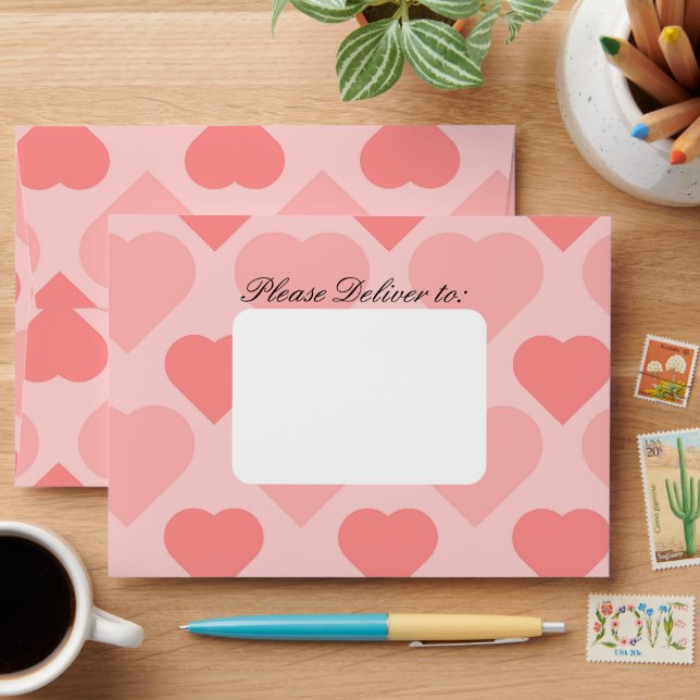 Pretty pink heart seamless pattern Envelope (Desk)