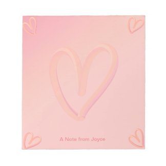 Pretty Pink Heart Valentine's Day  Notepad