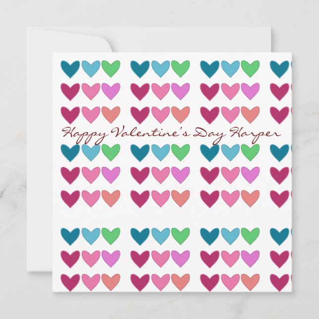 Pretty Pink & Hearts Colourful Valentine’s Day Holiday Card (Front)