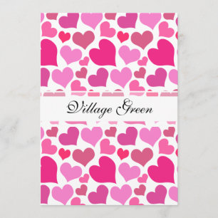 Pretty Pink Hearts for Bachelorette or Bride Invitation