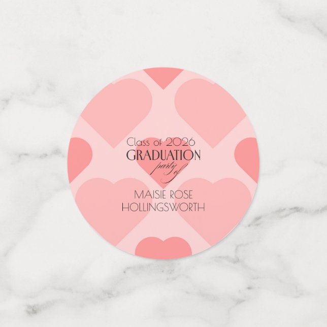 Pretty pink hearts Graduation party  Confetti (Small Back)