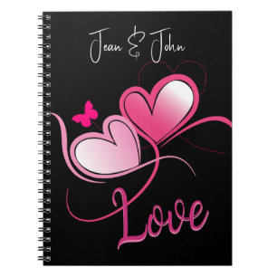 Pretty Pink Hearts Love With Butterfly Notebook