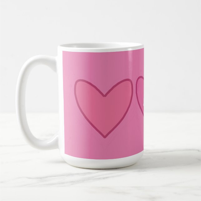Pretty Pink Hearts Valentine’s Day  Coffee Mug (Left)
