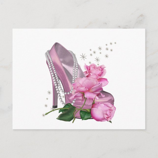 Pretty Pink Hi Heel Rose Postcard (Front)