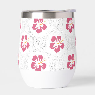 Pretty Pink Hibiscus Flowers on Dot Design