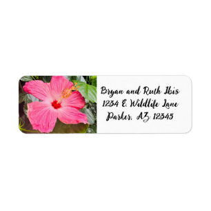 Pretty Pink Hibiscus Return Address Label