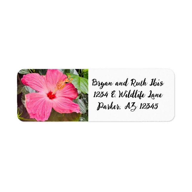 Pretty Pink Hibiscus Return Address Label (Front)