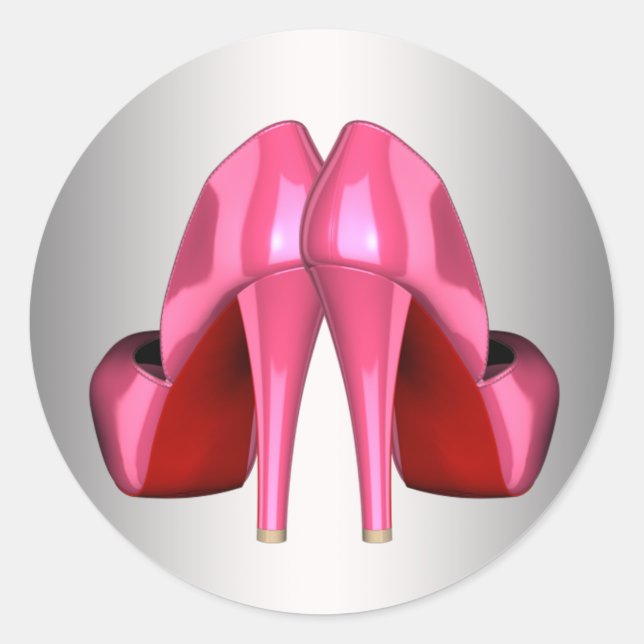 Pretty Pink High Heel Shoe Stickers (Front)