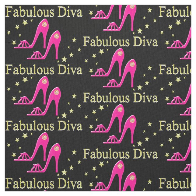 PRETTY PINK HIGH HEELS FABULOUS DIVA FABRIC (Swatch)