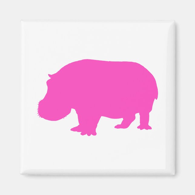 Pretty Pink Hippo Silhouette Magnet (Front)