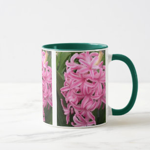 Pretty pink hyacinths flowers 3 mugs