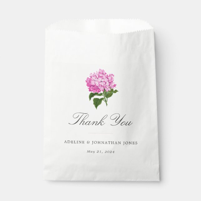 Pretty Pink Hydrangea Elegant Favour Bag (Front)