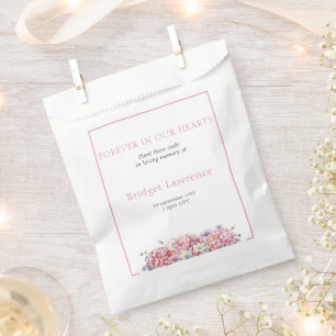 Pretty Pink Hydrangea Funeral Seed Packet Favour Bag
