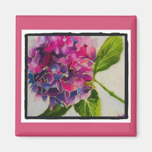 Pretty pink hydrangea magnet (Front)