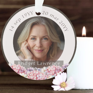 Pretty pink hydrangea remembrance memorial ornament