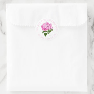 Pretty Pink Hydrangea Thank You Favour Classic Round Sticker